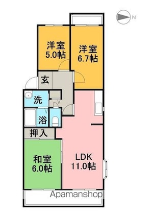 愛知県半田市大伝根町２丁目[3LDK/65.98m2]の間取図