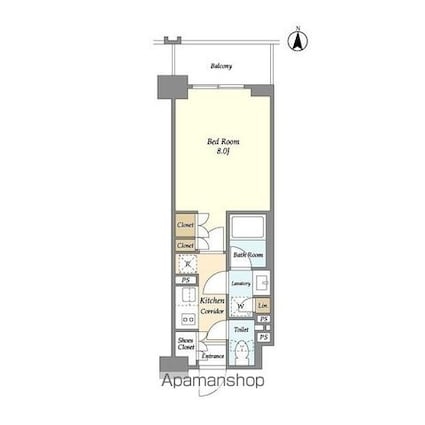 ラティエラ両国[1K/25.95m2]の間取図