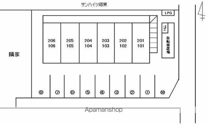 香川県高松市郷東町[1K/18m2]の配置図