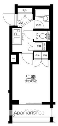 東京都新宿区新宿１丁目[1K/20.38m2]の間取図