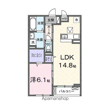 カーサ・ソレイユ　Ａ[1LDK/50.02m2]の間取図