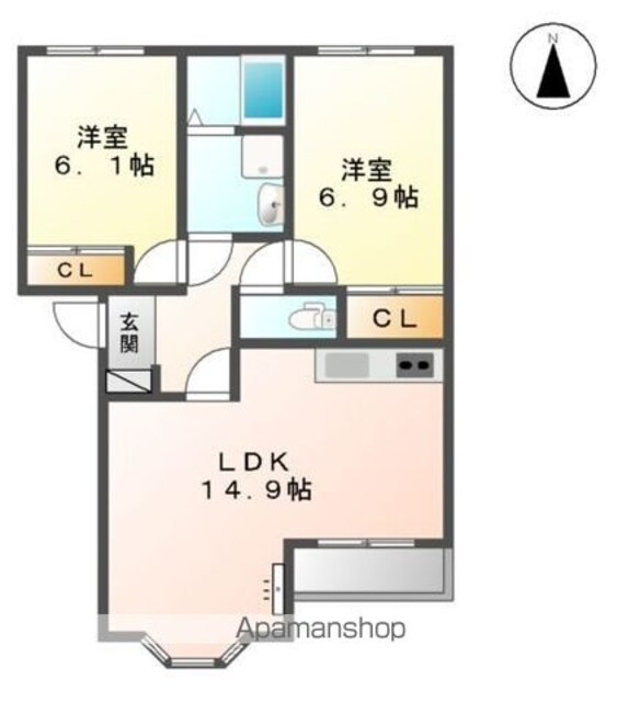 エスポアール[2LDK/59.5m2]の間取図