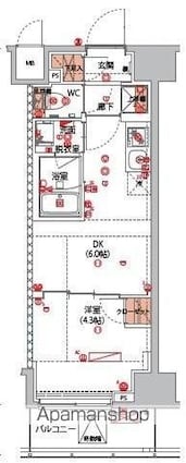 ハーモニーレジデンス新宿早稲田ザ・ガーデン[1DK/25.65m2]の間取図