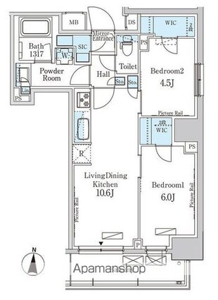 パークアクシス錦糸公園[2LDK/52.8m2]の間取図