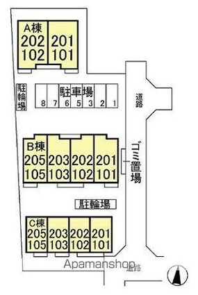 シャルメゾン　Ｃ棟[1LDK/33.39m2]の配置図