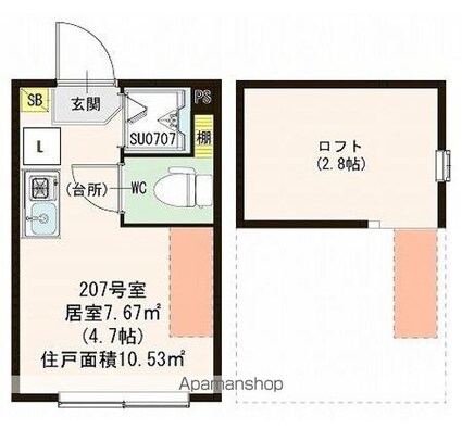 東京都杉並区久我山２丁目[1R/10.53m2]の間取図