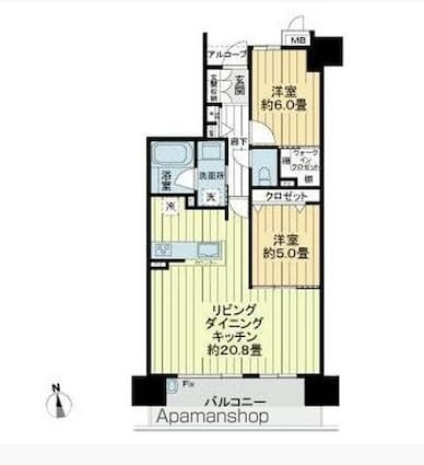 香川県高松市上之町１丁目[2LDK/71.16m2]の間取図