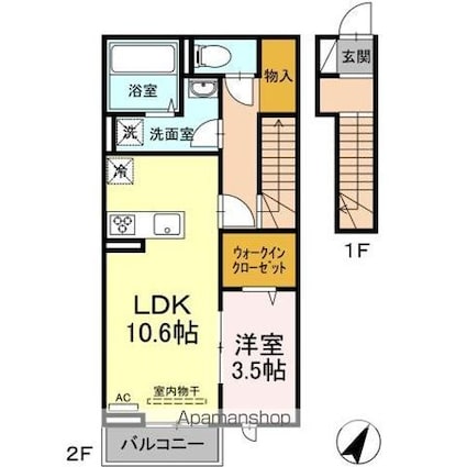 ラ・グランディール[1LDK/46.69m2]の間取図