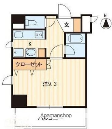ソレアード古新町[1K/30.45m2]の間取図