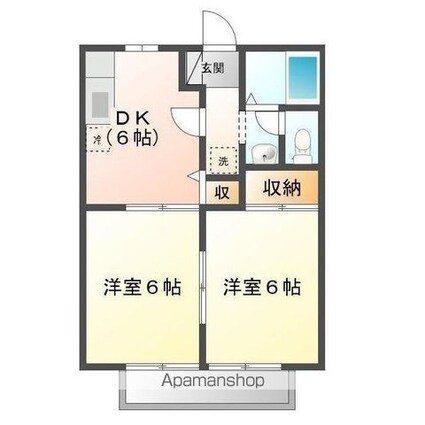 サンライフ中川[2DK/40.92m2]の間取図