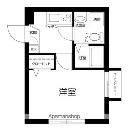 リタ王子神谷[1K/20.4m2]の間取図