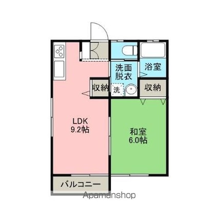 ニュー山いちＢ[1LDK/34.7m2]の間取図
