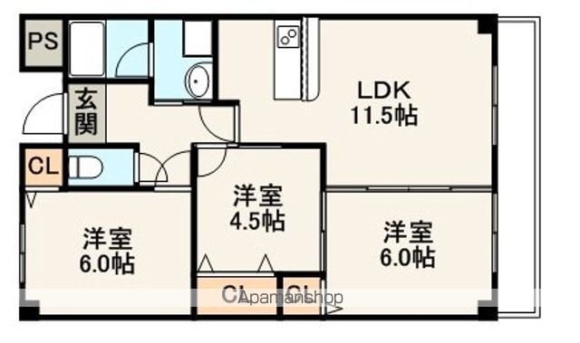 箕面市 4階建 築40年の間取り写真