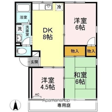 ファミール三好　Ｂ棟[3DK/52.32m2]の間取図