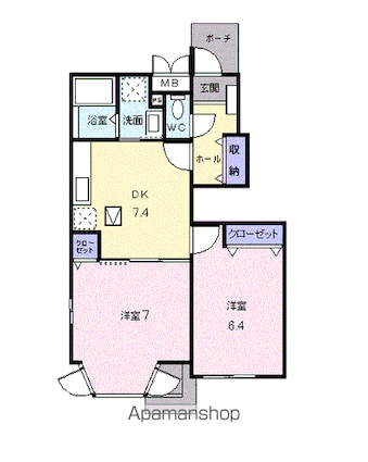 メロウ　グローブＢ[2DK/46.17m2]の間取図