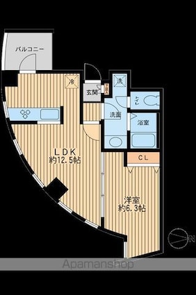 ウィルテラス新代田[1LDK/41.47m2]の間取図