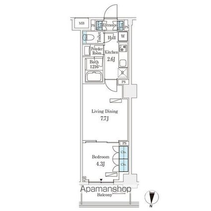 フロンティアレジデンス錦糸公園[1LDK/35.36m2]の間取図