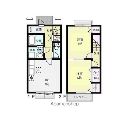 Ｃｒｅｄｉｔ　Ｃｉｅｌ　Ａ[2DK/52.8m2]の間取図