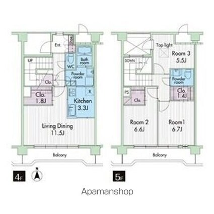 プライムアーバン武蔵野ヒルズＡ棟[3LDK/96.12m2]の間取図