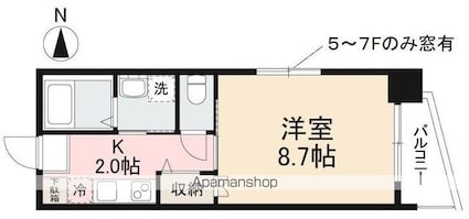 メルベーユ西内町[1K/27.68m2]の間取図