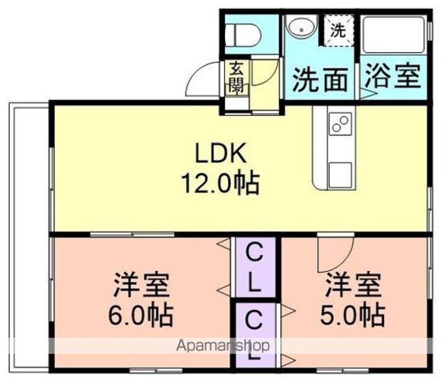 和歌山県和歌山市神前[2LDK/49.95m2]の間取図