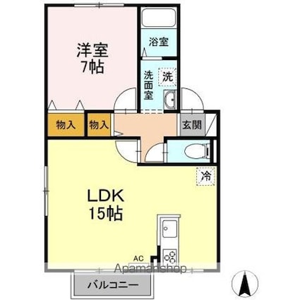 秋田県秋田市広面字樋ノ沖[1LDK/49.52m2]の間取図