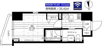 ステージファースト新御徒町Ⅱ[1K/25.42m2]の間取図