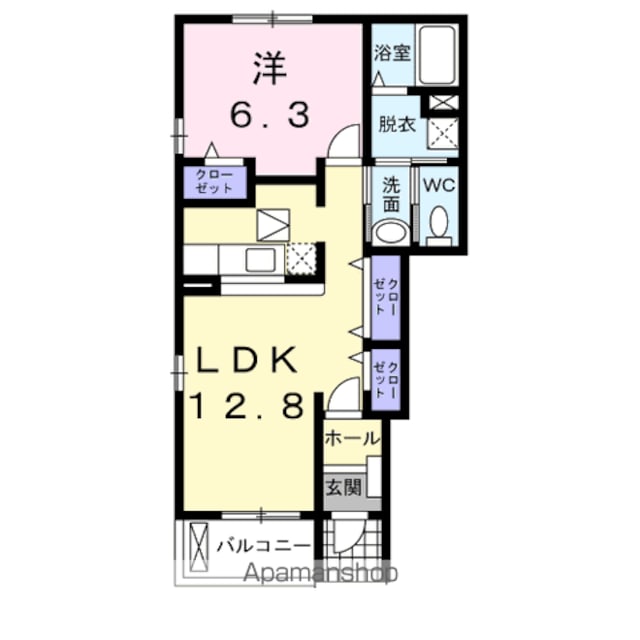 サンリット・ハウスⅡ[1LDK/46.49m2]の間取図