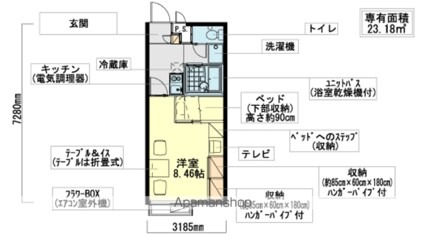 レオパレスパインマノワール[1K/23.18m2]の間取図
