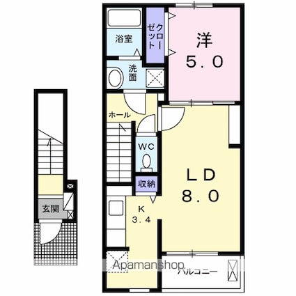 ポルト・ボヌールＭ　Ⅲ[1LDK/42.28m2]の間取図