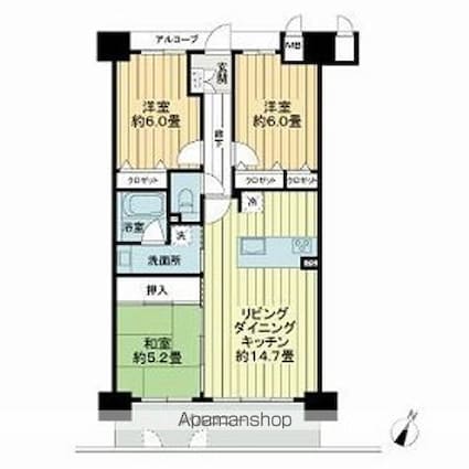 アルファライフ丸亀駅前[3LDK/70.54m2]の間取図