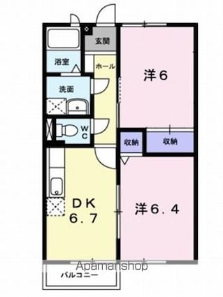 エルディム畑寺[2DK/46.13m2]の間取図
