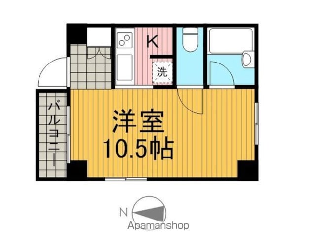 東京都世田谷区若林１丁目[1R/25m2]の間取図
