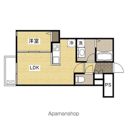 月光南観音五番館[1LDK/26.81m2]の間取図