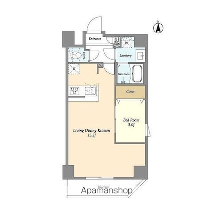 アルファコート谷在家[1LDK/42.02m2]の間取図
