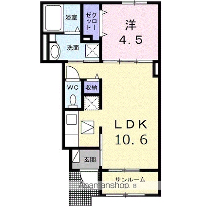 ベルプロムナード観音[1LDK/40.03m2]の間取図