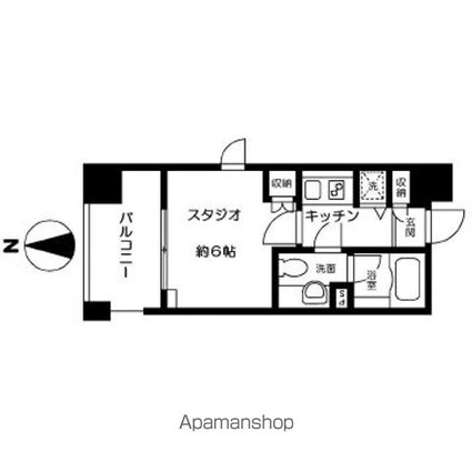レジディア市ヶ谷[1K/21.42m2]の間取図