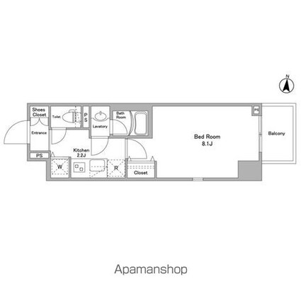 ＢＰＲレジデンス西早稲田[1K/26.83m2]の間取図