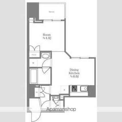 アプレシティ日本橋小伝馬町[1DK/32.71m2]の間取図