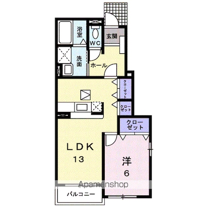 ディマンシュ．Ｍ　Ａ[1LDK/45.72m2]の間取図