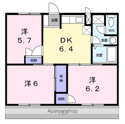 マツモトＧマンションＢ[3DK/54.73m2]の間取図