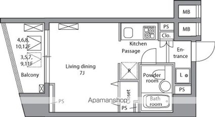 レジディア神田岩本町[1R/22.71m2]の間取図