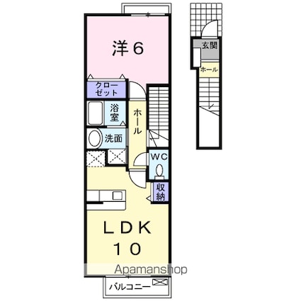 ハーベスト弐番館[1LDK/42.37m2]の間取図