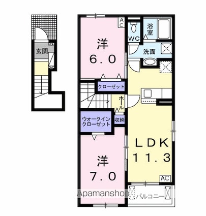 岐阜県岐阜市須賀４丁目[2LDK/58.67m2]の間取図