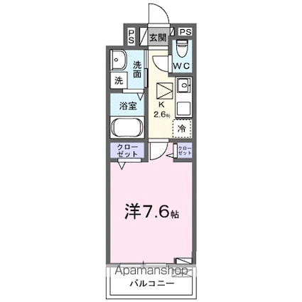 ウエスト　コミタリアⅢ[1K/27.02m2]の間取図