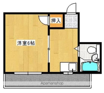 コート東ハゼⅡ[1K/19.44m2]の間取図