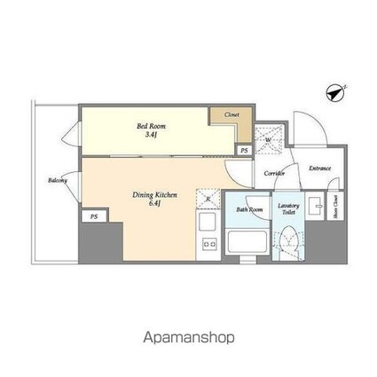ジオエント門前仲町[1DK/25.02m2]の間取図