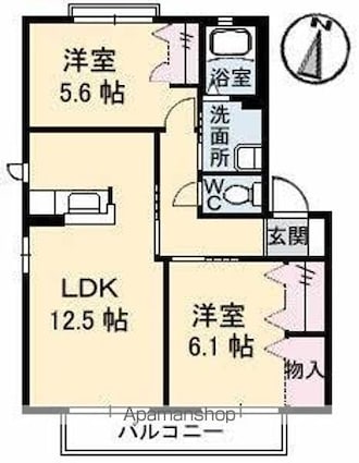 ロイヤルフェルティ　Ａ・Ｂ・Ｃ・Ｄ・Ｅ[2LDK/57.07m2]の間取図
