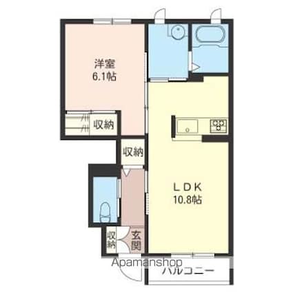 ハピネスＣ[1LDK/43.05m2]の間取図