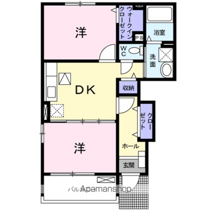 クレメントＣ[2DK/46.22m2]の間取図
